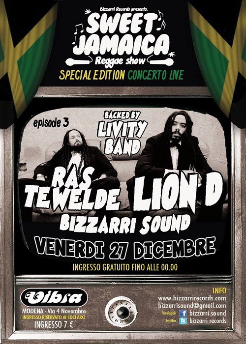 Venerdi 27 Dicembre Bizzarri Record live show  LION D RAS TEWELDE LIVITY BAND
