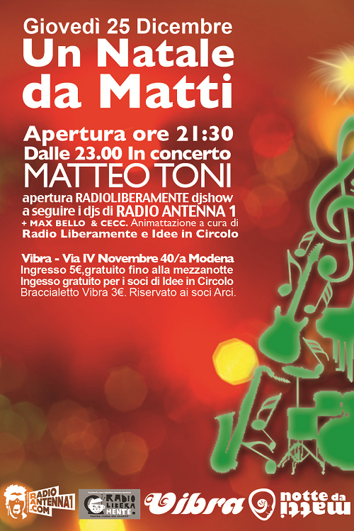 Gio 25 Dicembre – NATALE DA MATTI  MATTEO TONI + GUEST IN CONCERTO
