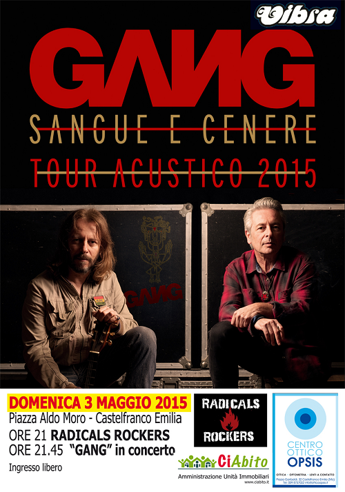 Dom 03 Maggio – CASTELFRANCO EMILIA   //  La Gang in concerto, “SANGUE E CENERE” tour acustico 2015