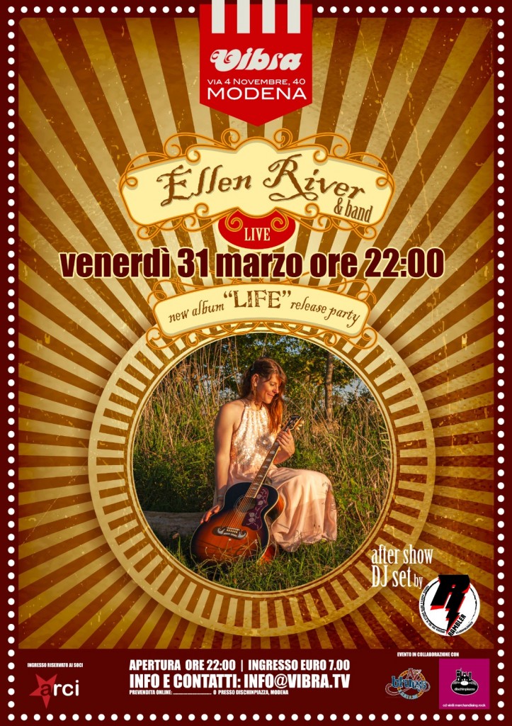 Venerdi 31 Ellen River & band. “LIFE” release party + Rambler dj