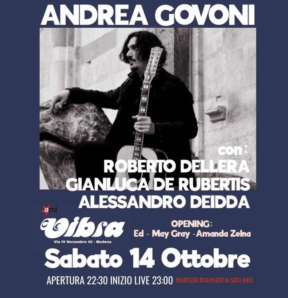 Sabato 14 Ottobre Andrea Govoni presentazione nuovo disco + LARAMBLER & PASSEROTTO djset