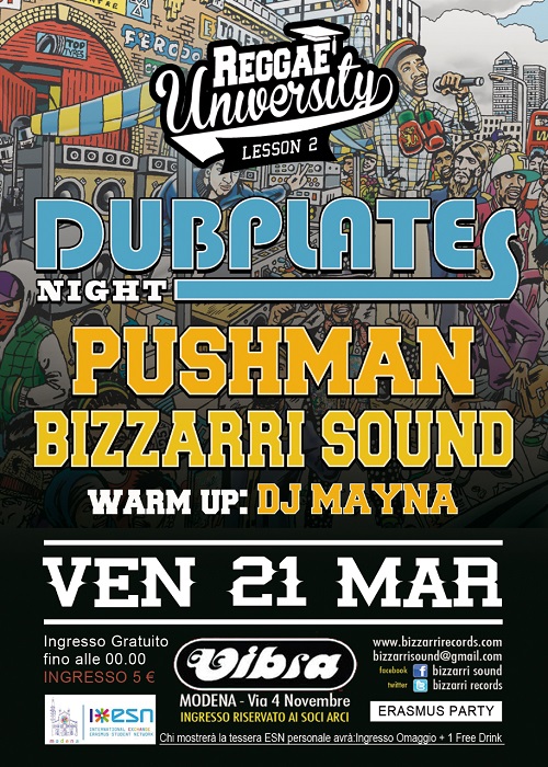 Venerdi 21 Marzo – REGGAE UNIVERSITY – BIZZARRI SOUND