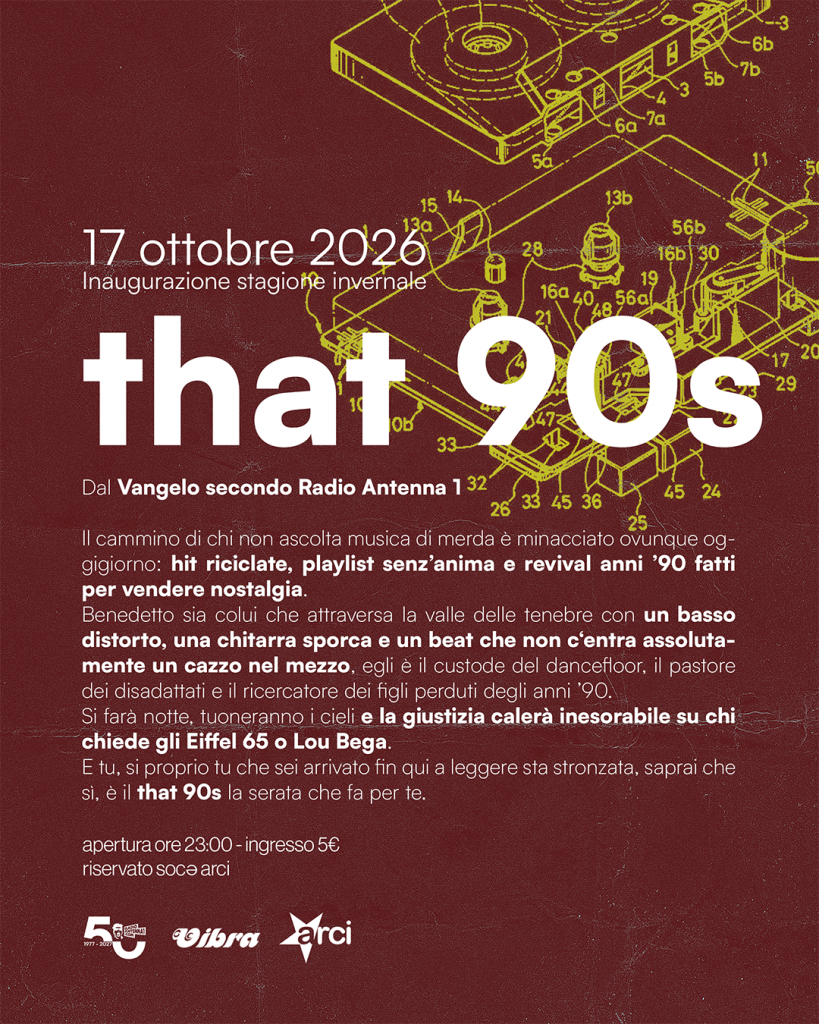Sabato 17 Ottobre. THAT 90′s con i djs di Radio Antenna 1